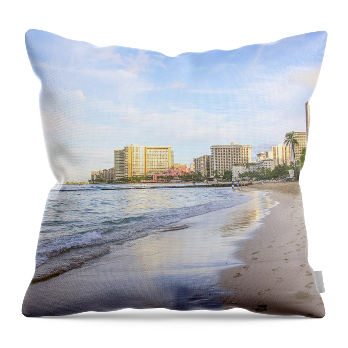 Water's Edge Throw Pillow featuring the photograph Waikiki by Daniela Duncan