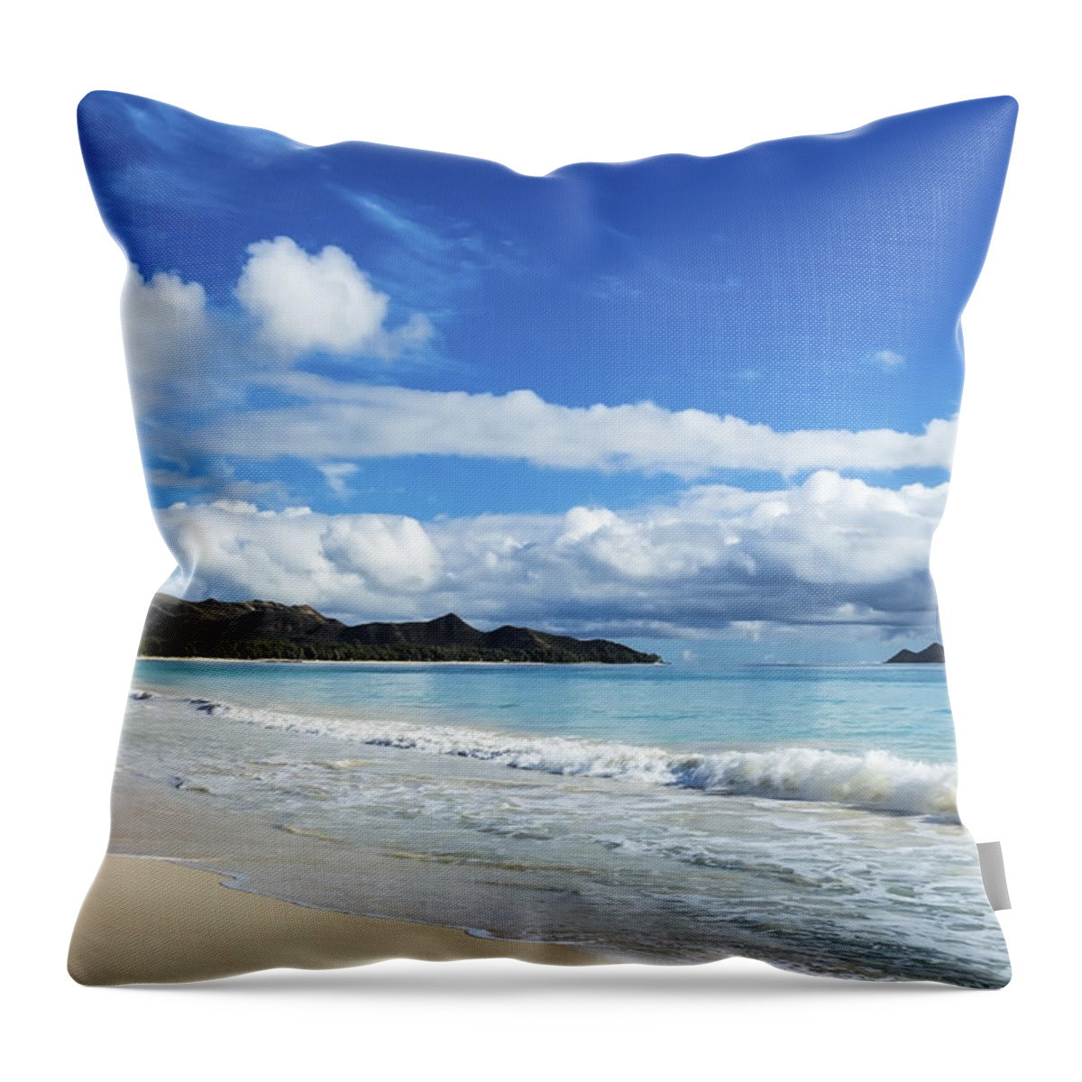 Aqua Throw Pillow featuring the photograph Waimanalo and Bellows Beach 1 by Leigh Anne Meeks