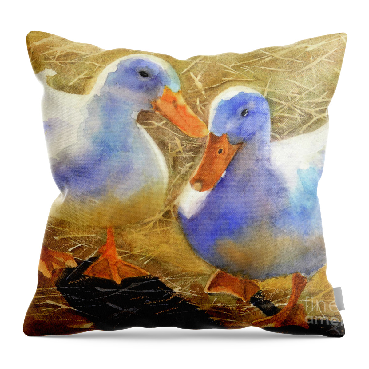 Ducks Throw Pillow featuring the painting Wait for Me by Bonnie Rinier
