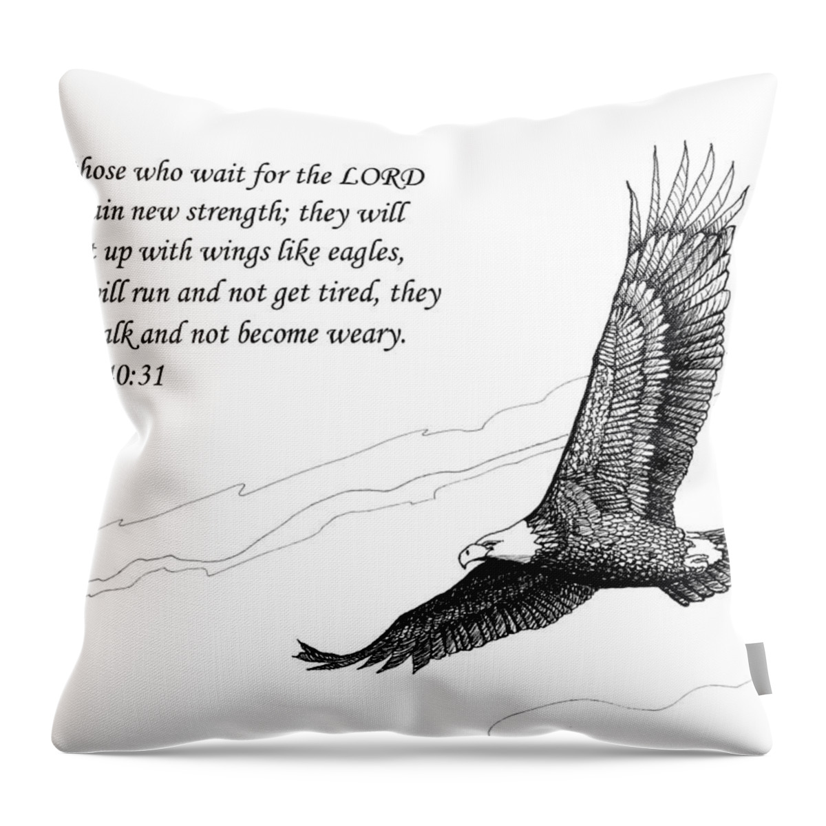 Pen And Ink Throw Pillow featuring the drawing Wait for the Lord by Janet King