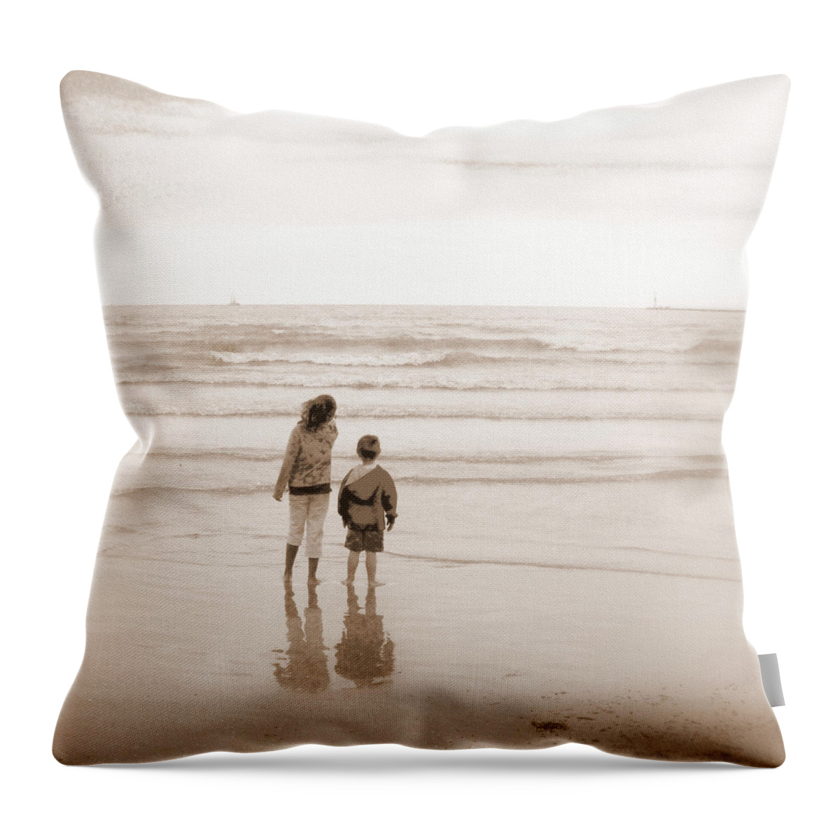 Children Throw Pillow featuring the photograph Waiting for Daddy by Jodie Marie Anne Richardson Traugott     aka jm-ART