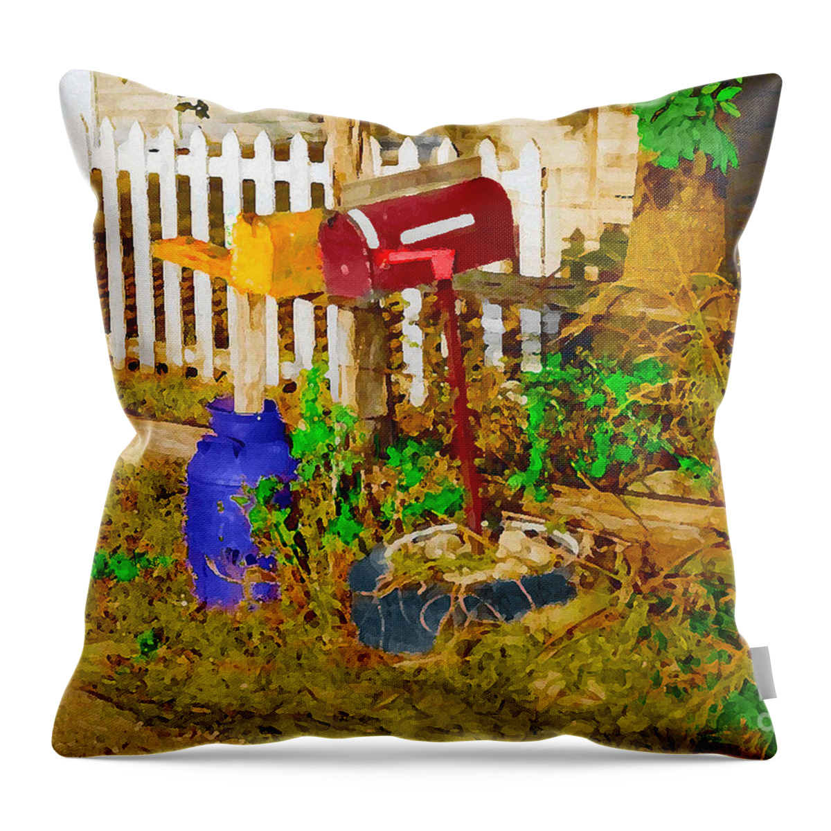 Mailbox Throw Pillow featuring the photograph Waiting for Mail by May Finch
