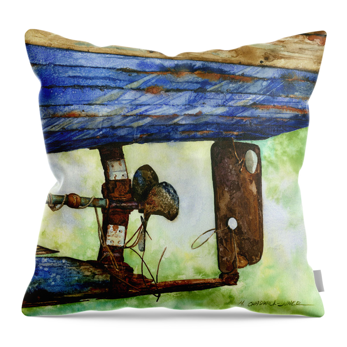 Boat Throw Pillow featuring the painting Waiting for Russel by Marguerite Chadwick-Juner