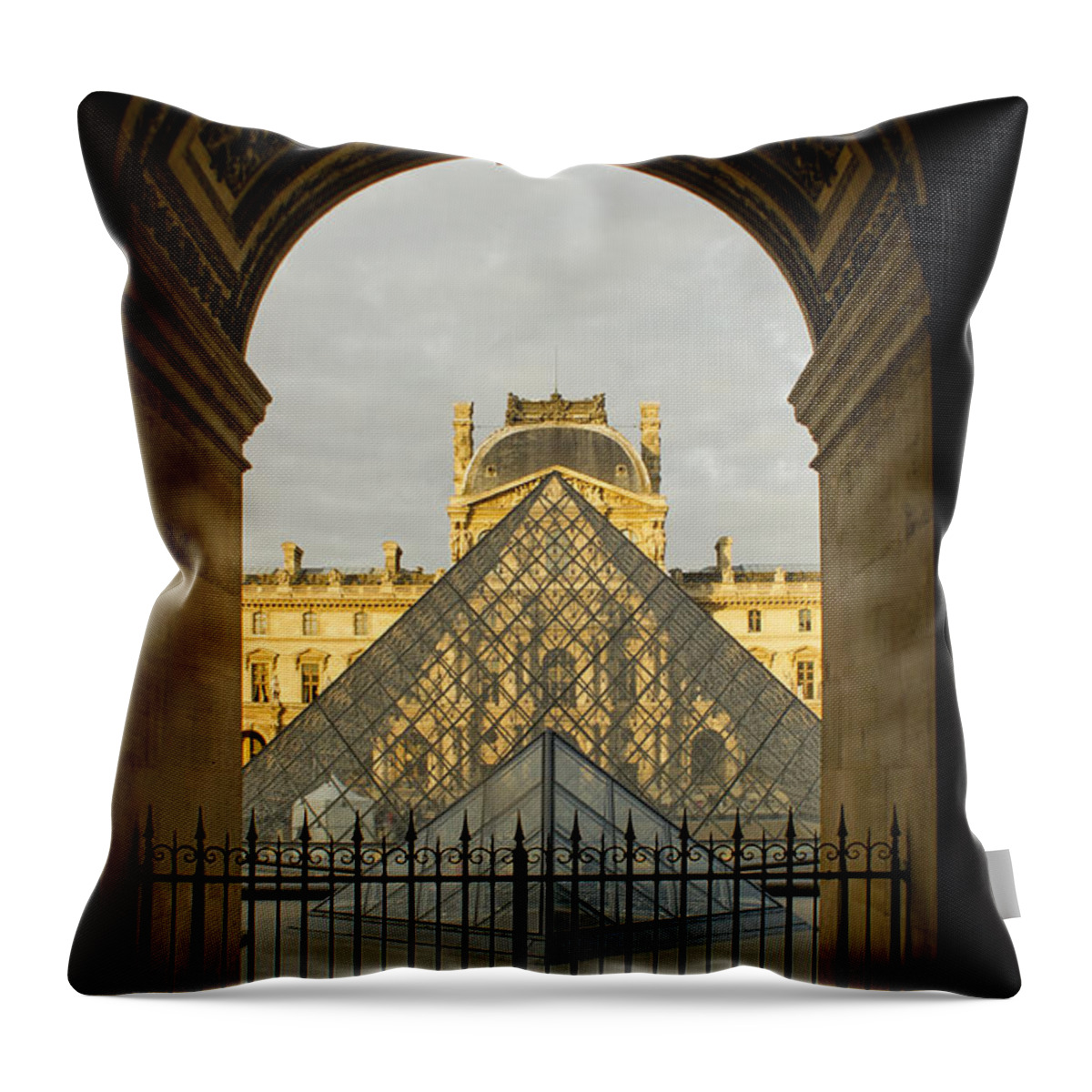Paris Throw Pillow featuring the photograph Waiting for the Louvre to Open by Georgia Mizuleva