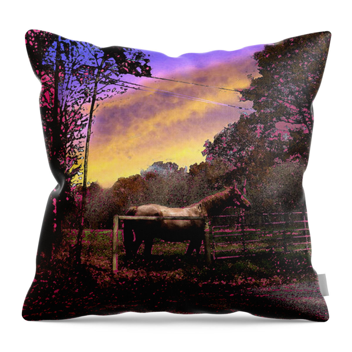 Horse Throw Pillow featuring the digital art Waiting For The Master by Joyce Wasser