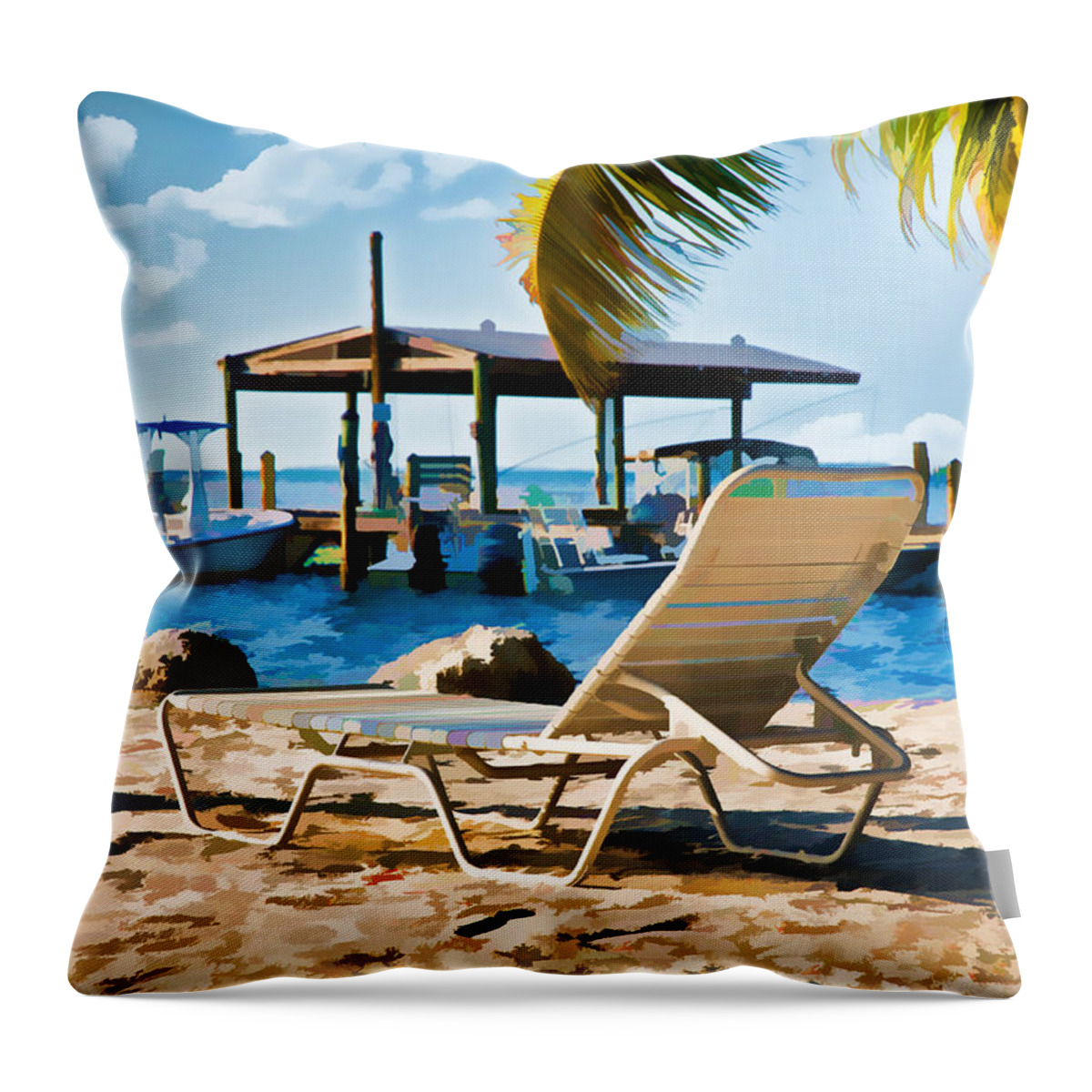 Coconut Palm Tree Throw Pillow featuring the photograph Waiting For You on the Beach in Tavanier Key by Ginger Wakem