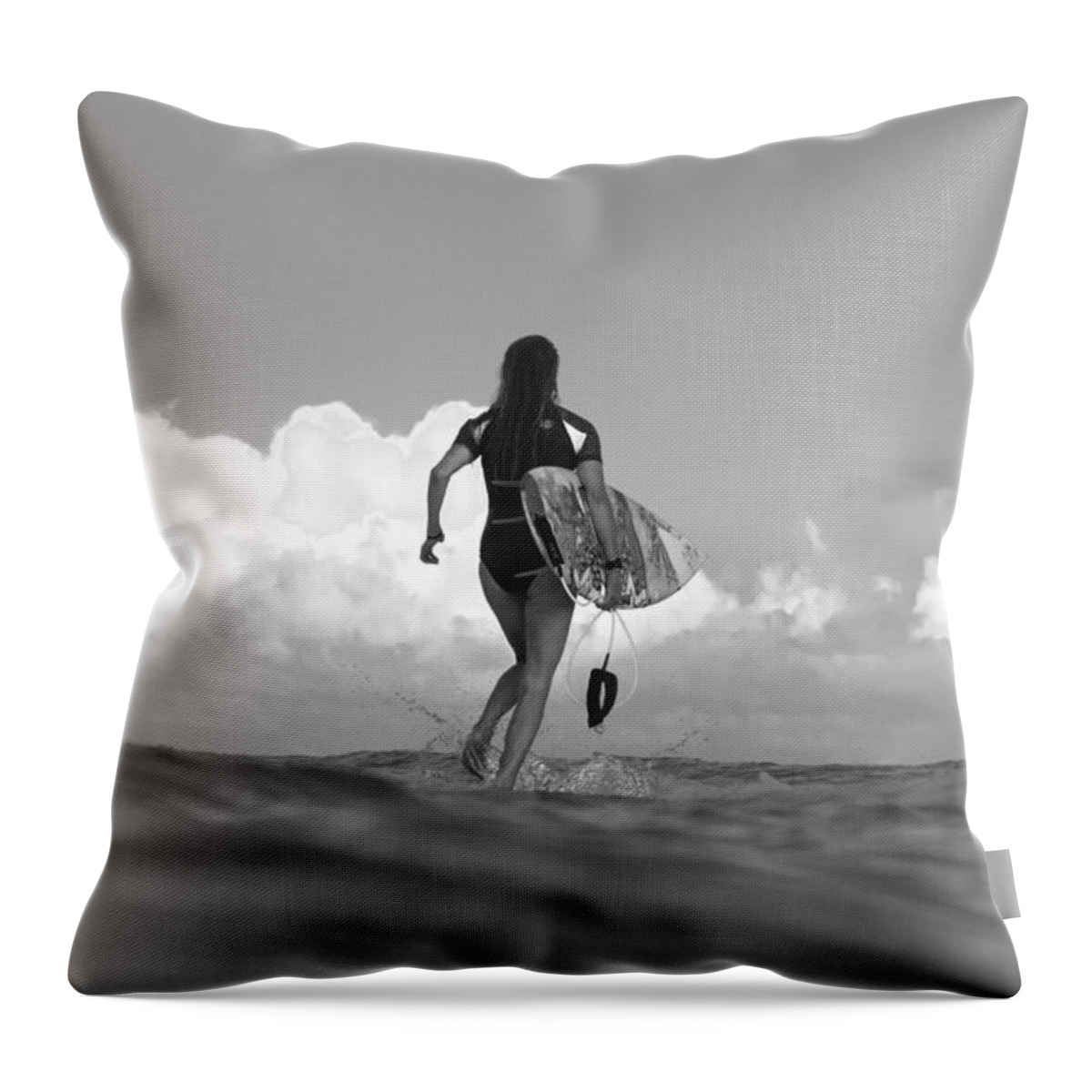 Black And White Throw Pillow featuring the photograph Walk On Water by Sean Davey