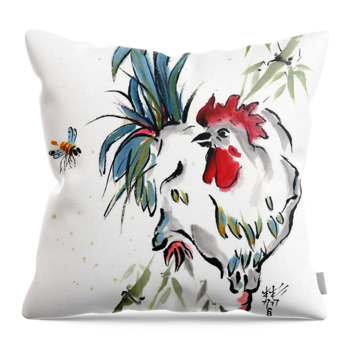 Chinese Brush Painting Throw Pillow featuring the painting Walkabout by Bill Searle