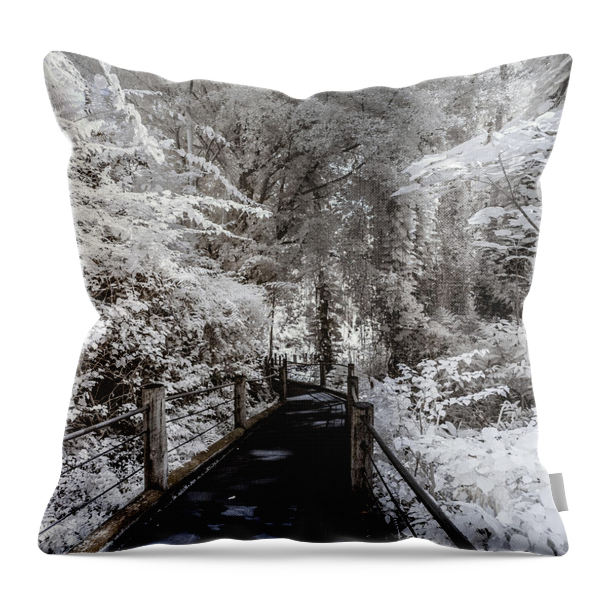 720 Nm Throw Pillow featuring the photograph Walking Into the Infrared Jungle 1 by Jason Chu