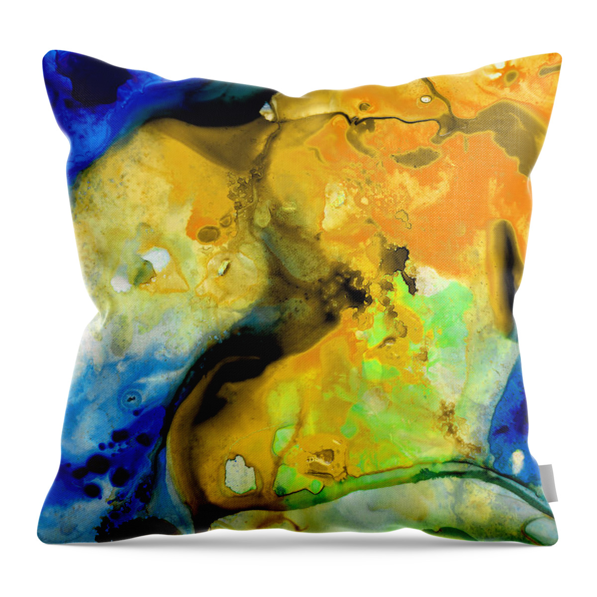 Abstract Throw Pillow featuring the painting Walking On Sunshine - Abstract Painting By Sharon Cummings by Sharon Cummings