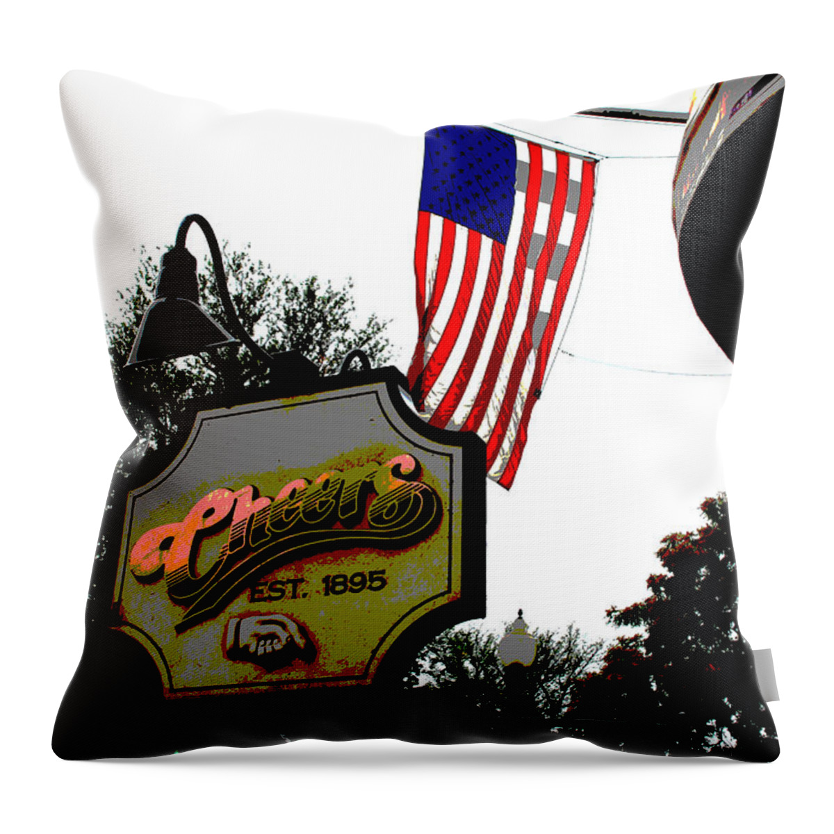 Cheers Throw Pillow featuring the photograph Walking through Boston 4 - Cheers Sign by Norma Brock