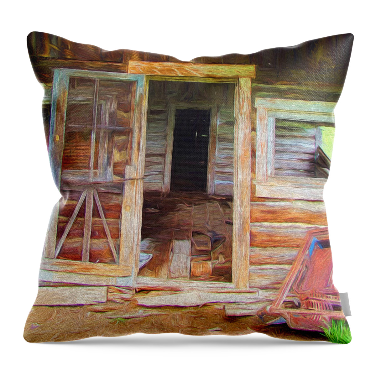  Throw Pillow featuring the digital art Walking through it by Cathy Anderson