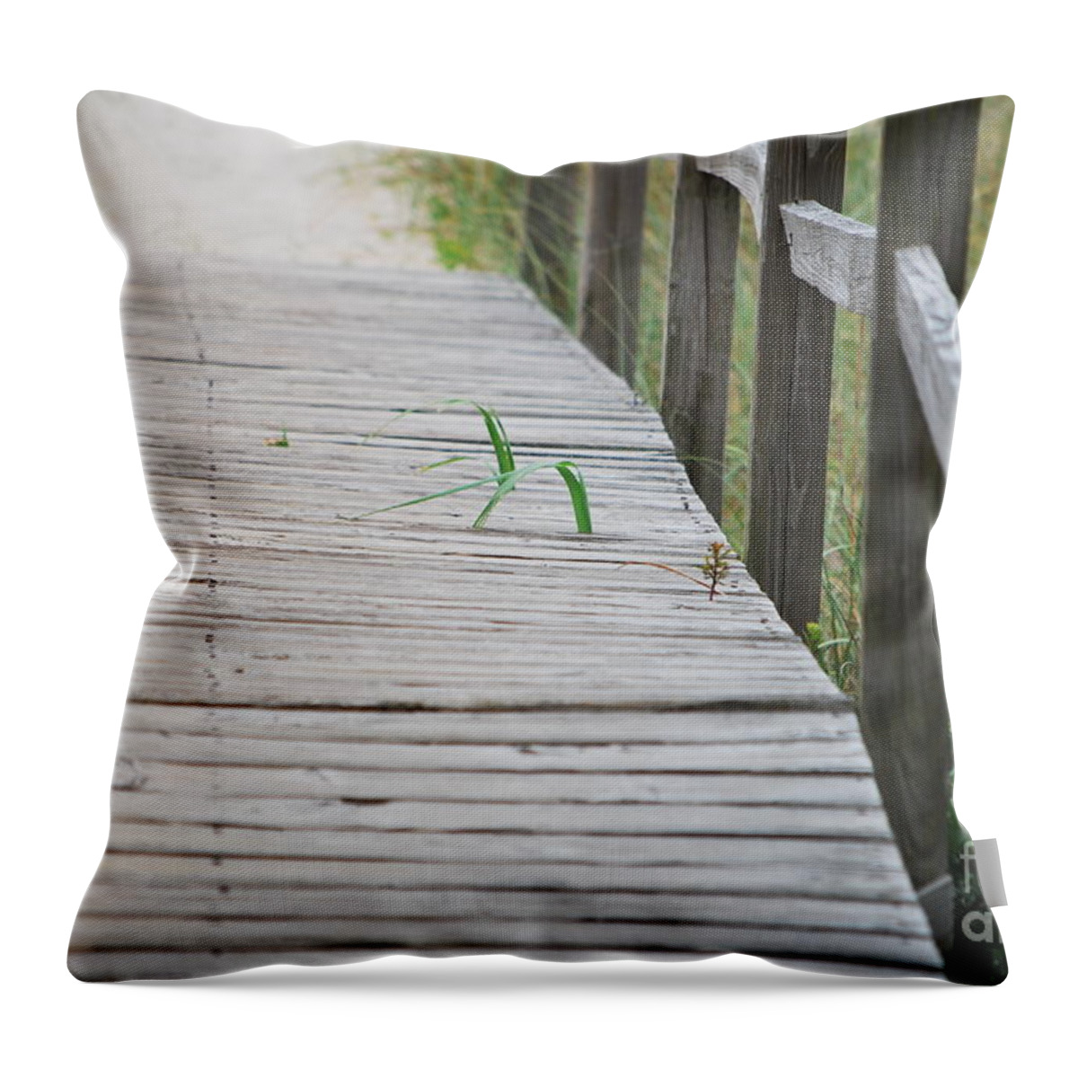 Green Throw Pillow featuring the photograph Walkway Weeds by Bob Sample