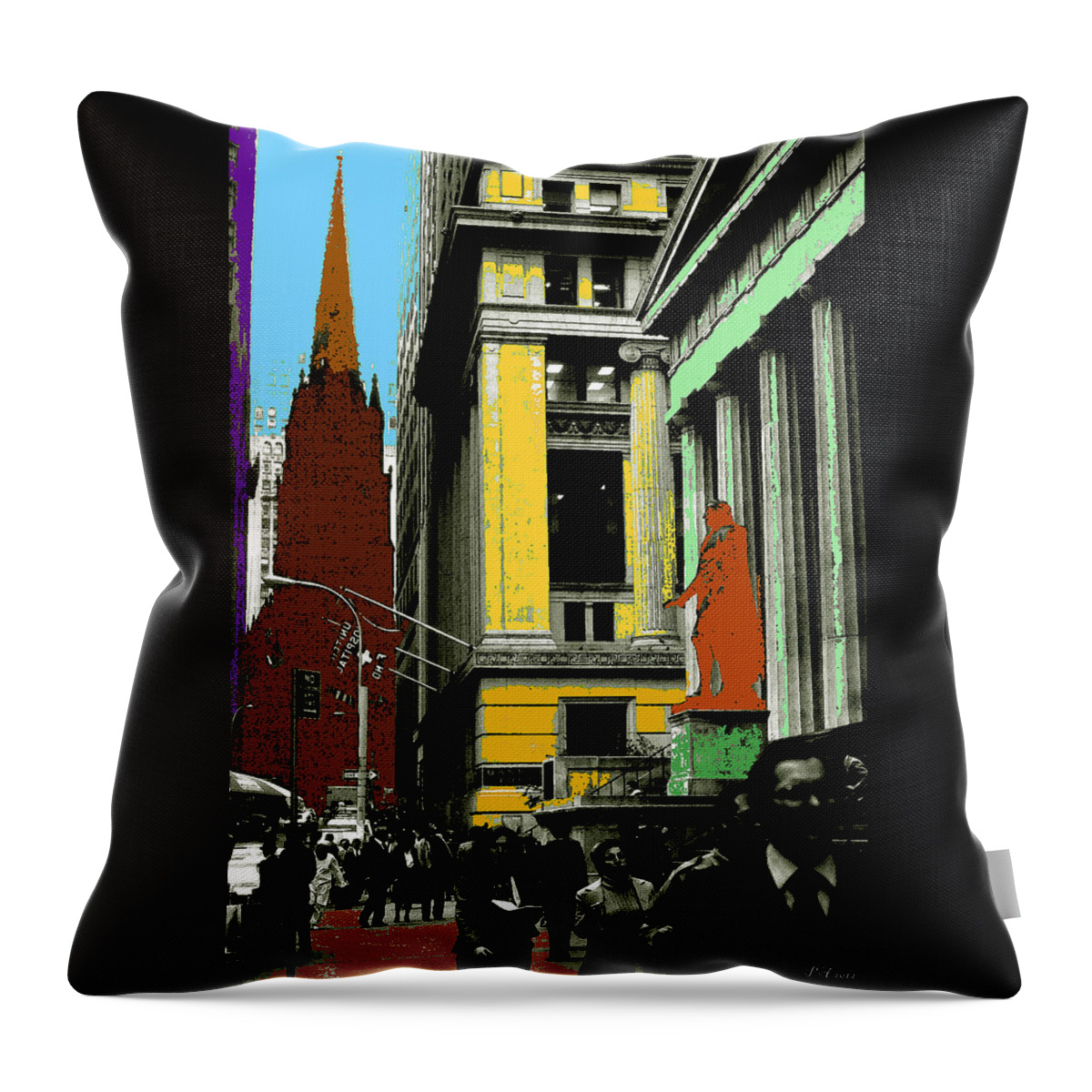 New+york Throw Pillow featuring the painting New York Pop Art 99 - Color Illustration by Peter Potter