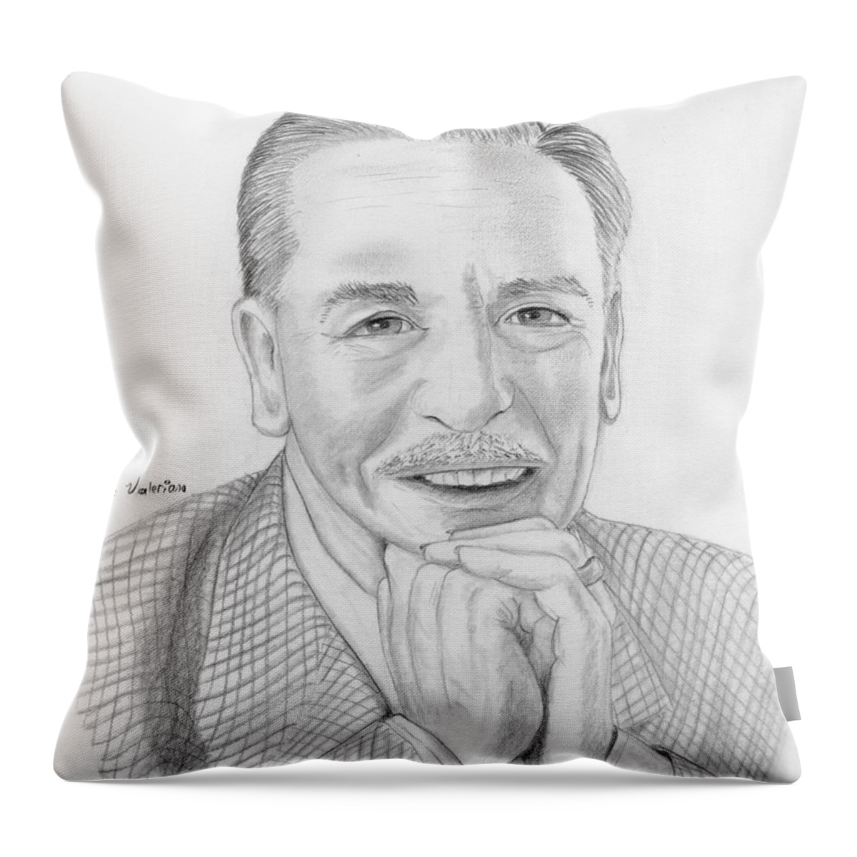 Magic Kingdom Throw Pillow featuring the drawing Walt Disney by Martin Valeriano