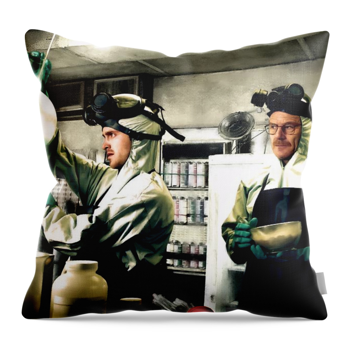 Bryan Cranston Throw Pillow featuring the digital art Walter White and Jesse Pinkman by Gabriel T Toro