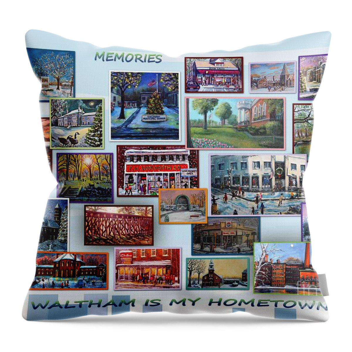 Waltham Throw Pillow featuring the painting Waltham is My Hometown by Rita Brown