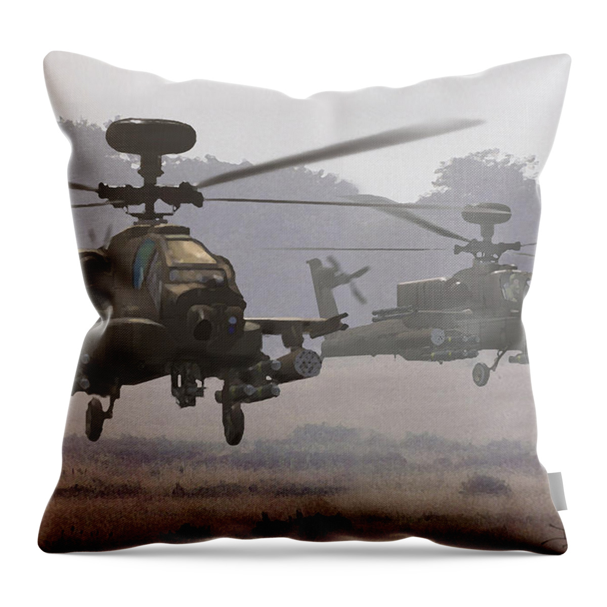 Dieter Carlton Throw Pillow featuring the painting Waltz of the Hunters by Dieter Carlton