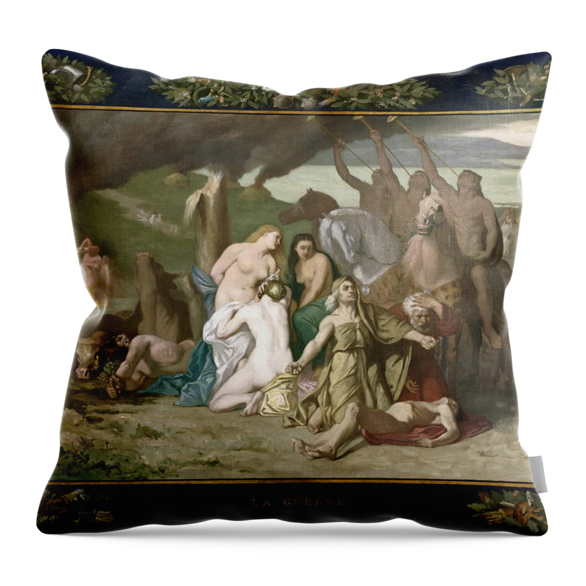 Pierre Puvis De Chavannes Throw Pillow featuring the painting War by Pierre Puvis de Chavannes