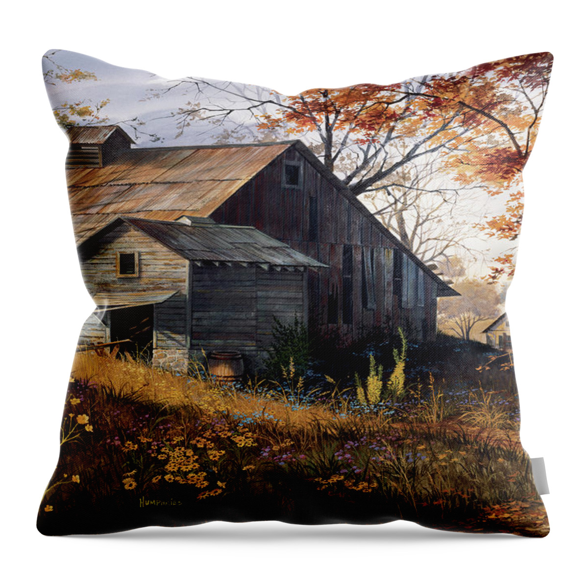 #faatoppicks Throw Pillow featuring the painting Warm Memories by Michael Humphries