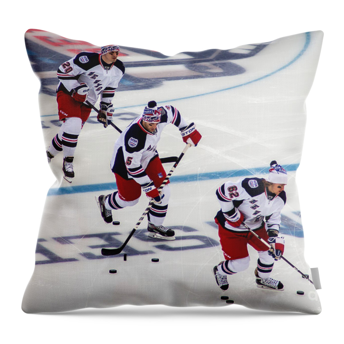 Faceoff Throw Pillow featuring the photograph Warming Up by David Rucker