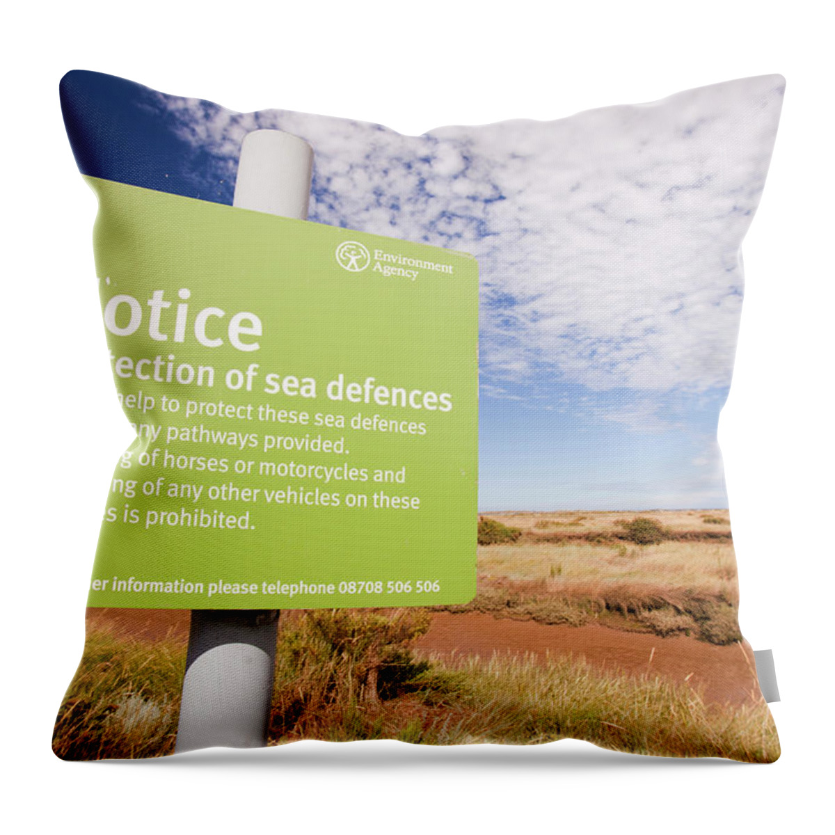 Norfolk Throw Pillow featuring the photograph Warning Sign Regarding Protection by Ashley Cooper