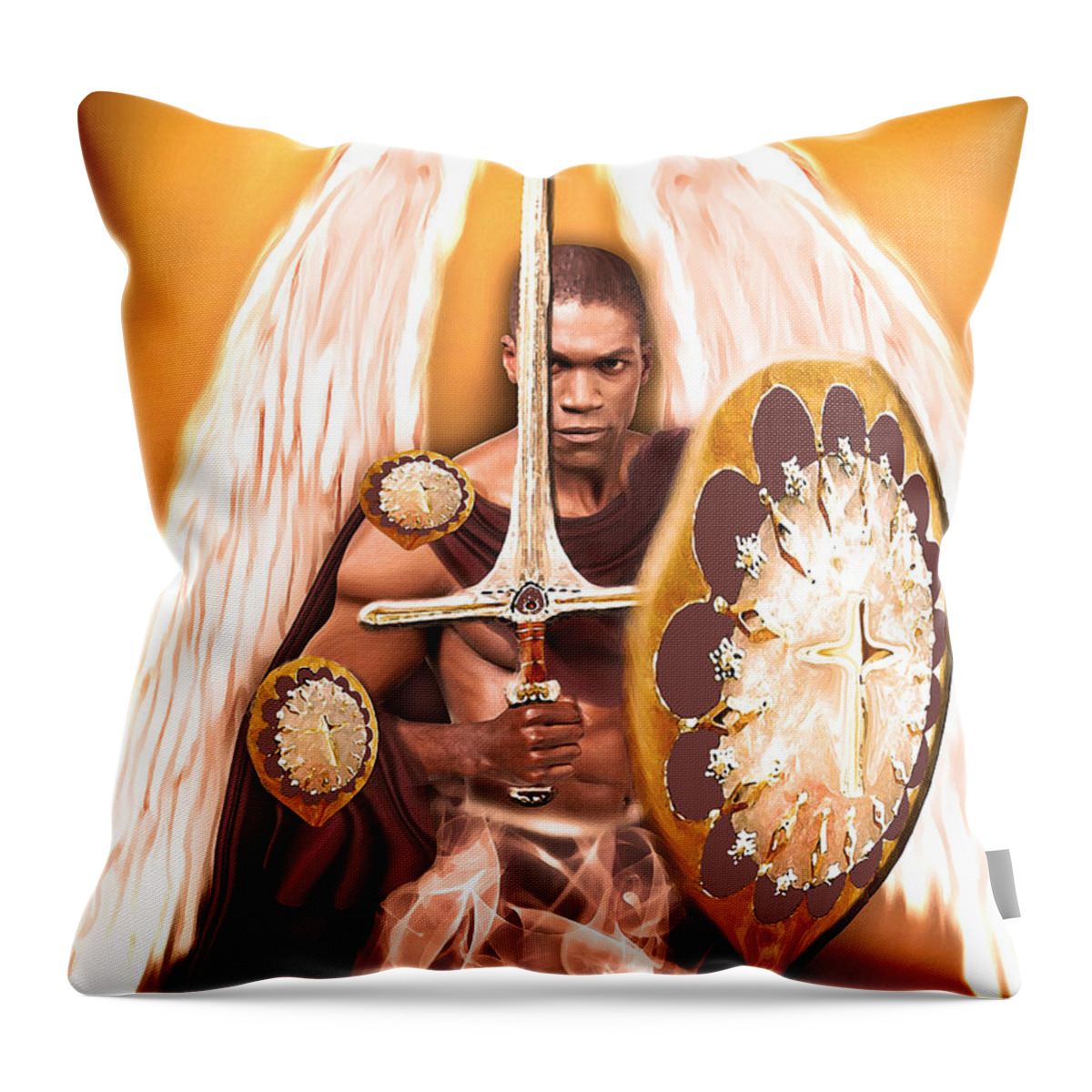 Angel Throw Pillow featuring the digital art Warrior Angel by Jennifer Page