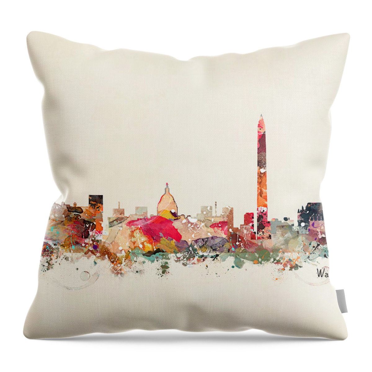 Washington Dc Throw Pillow featuring the painting Washington Dc Skyline by Bri Buckley
