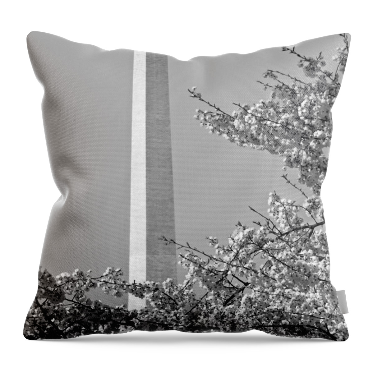 Washington Monument Photographs Throw Pillow featuring the photograph Washington Monument Amidst the Cherry Blossoms by Emmy Vickers