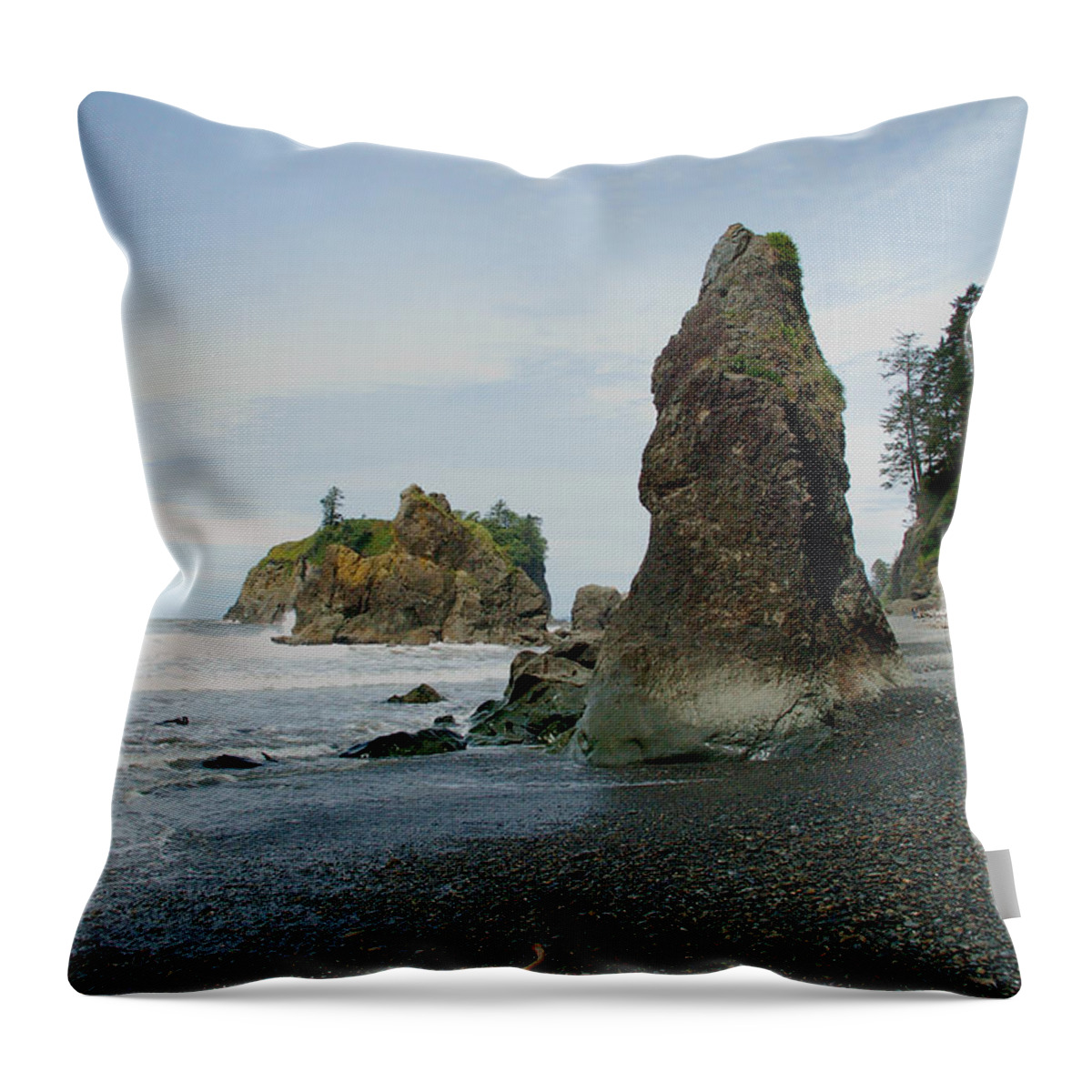Washington Throw Pillow featuring the photograph Washington State Seashore by Nancy Landry