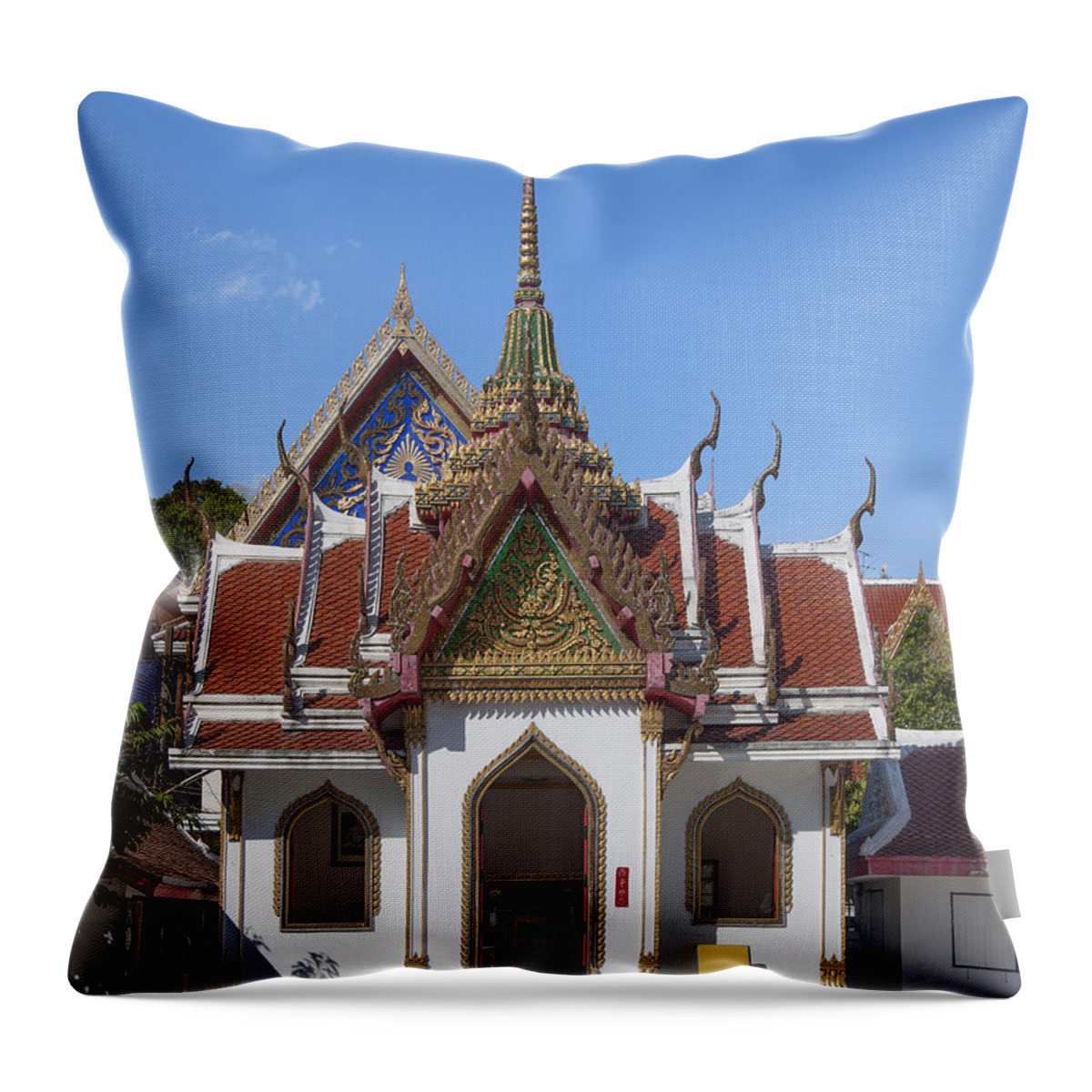 Temple Throw Pillow featuring the photograph Wat Maha Pruettharam Four Gable Walls Temple DTHB024 by Gerry Gantt