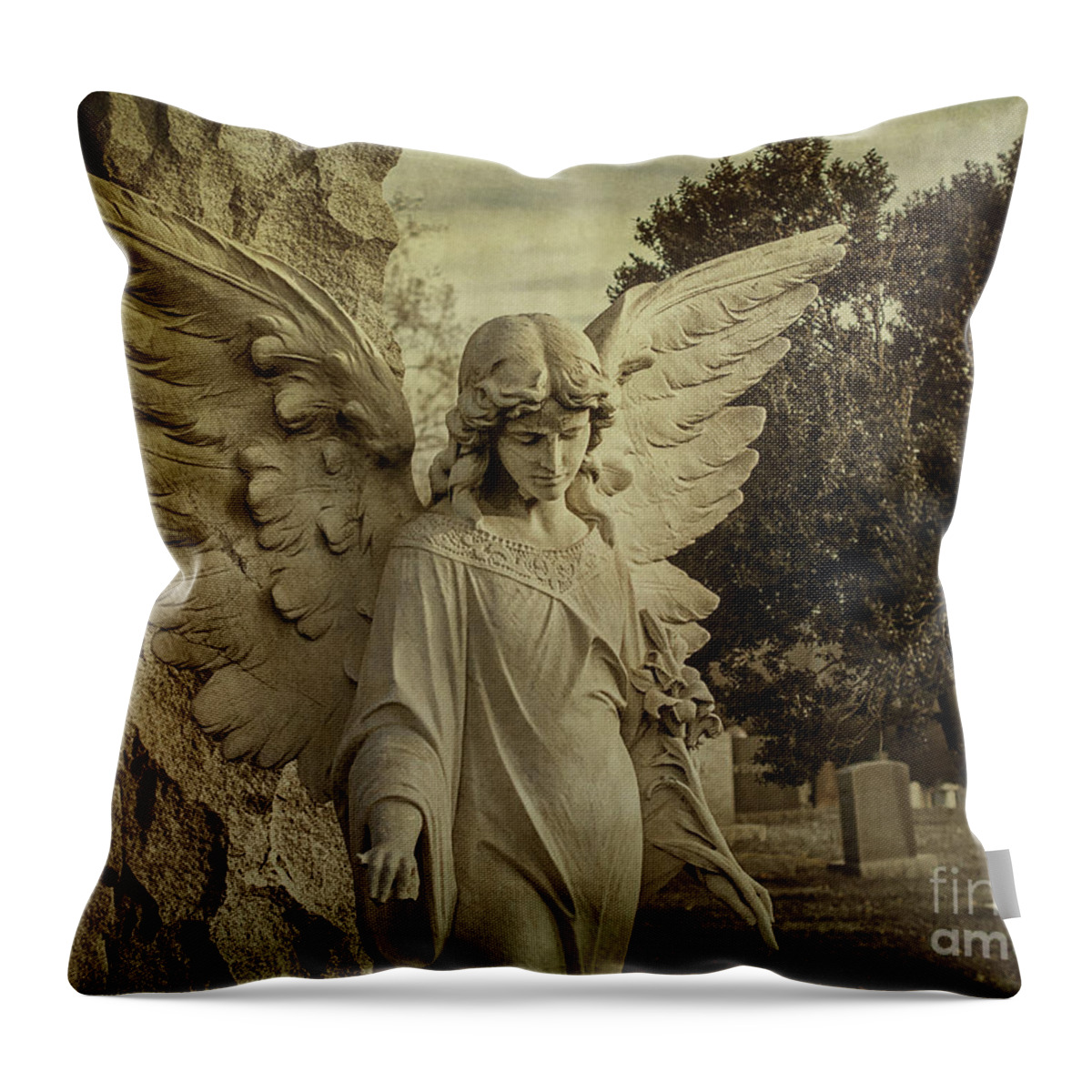 Angel Throw Pillow featuring the photograph Watch Over Me by Terry Rowe