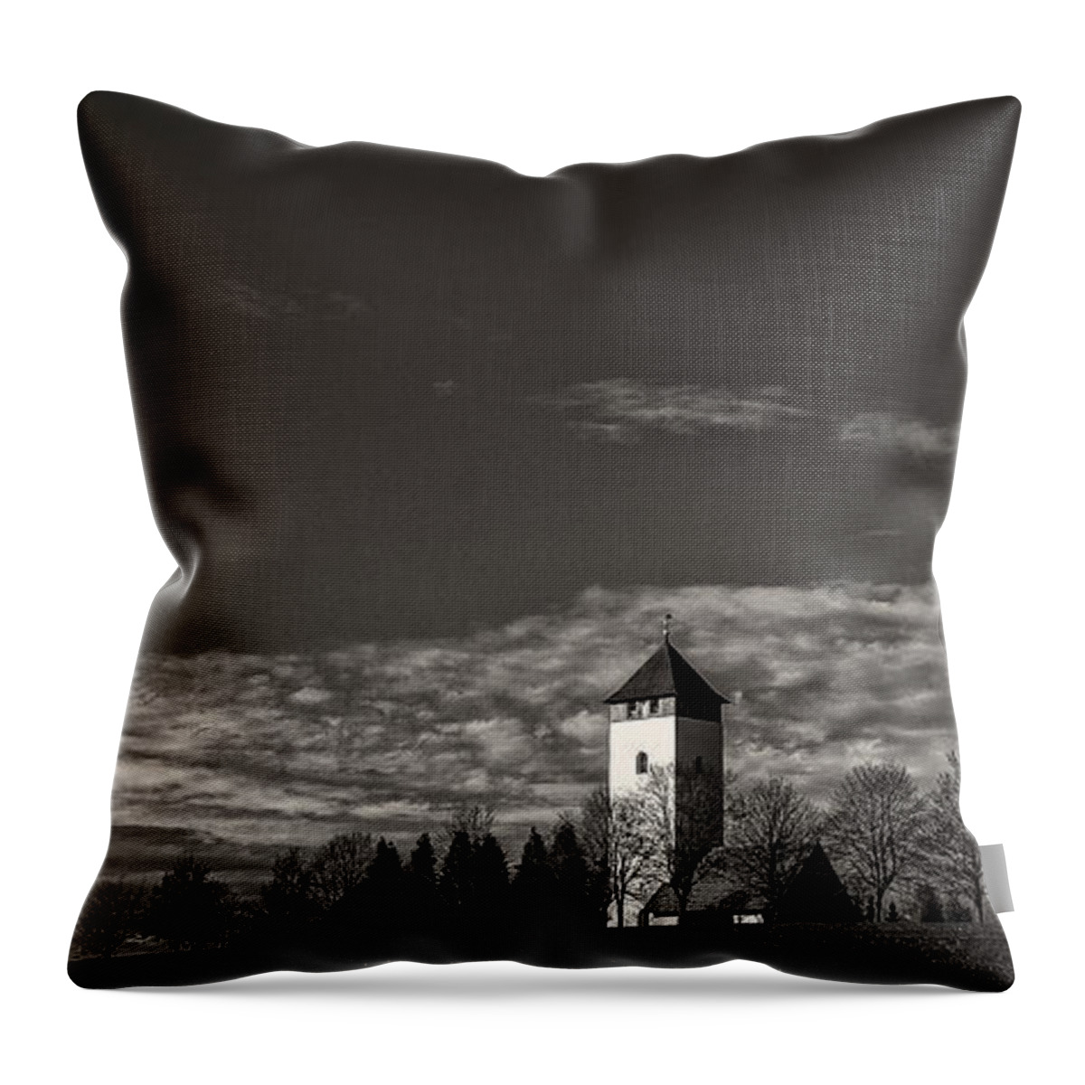 Church Throw Pillow featuring the photograph Watching over Buchheim by Bernd Laeschke