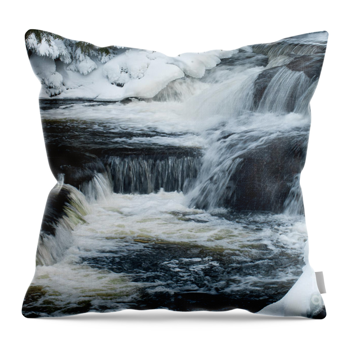 Water Falls Throw Pillow featuring the photograph Water Fall on the river by Optical Playground By MP Ray