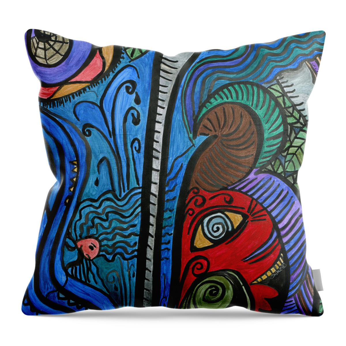 Animals Throw Pillow featuring the painting Water for Elephant by Jaime Haney