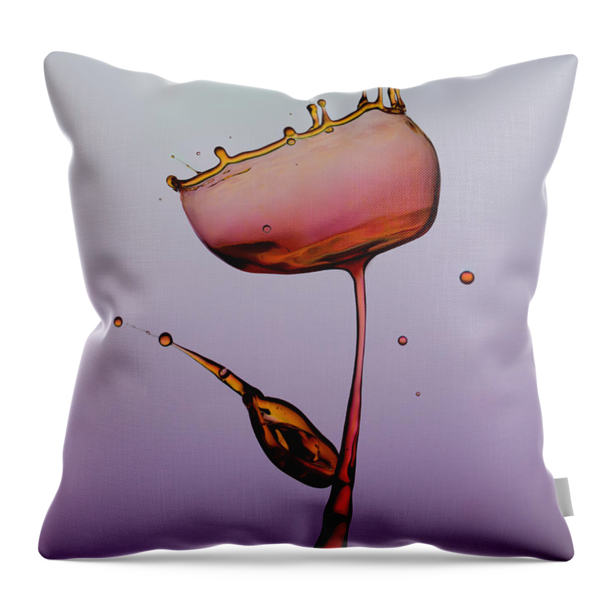 Liquid Throw Pillow featuring the photograph Water tulip by Jaroslaw Blaminsky