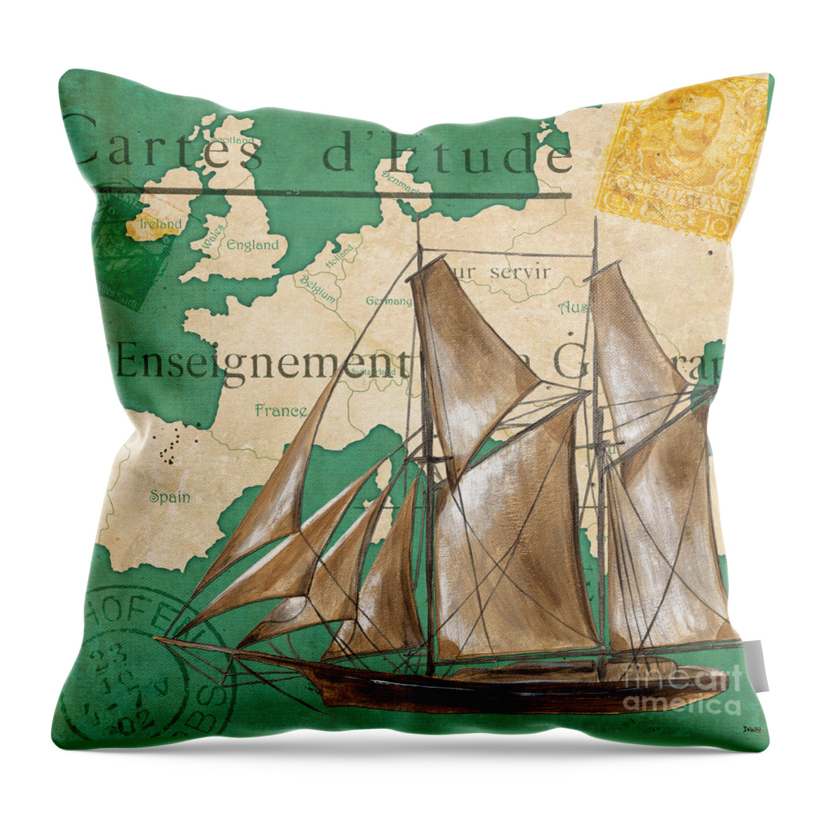 Watercolor Throw Pillow featuring the painting Watercolor Map 1 by Debbie DeWitt