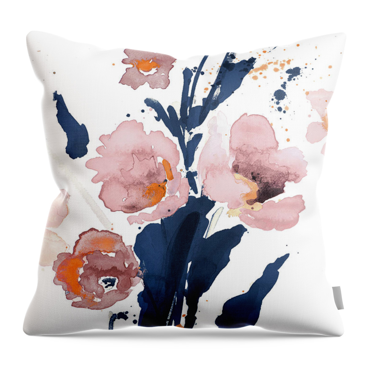 Watercolor Throw Pillow featuring the painting Watercolor Pink Poppies I by Lanie Loreth