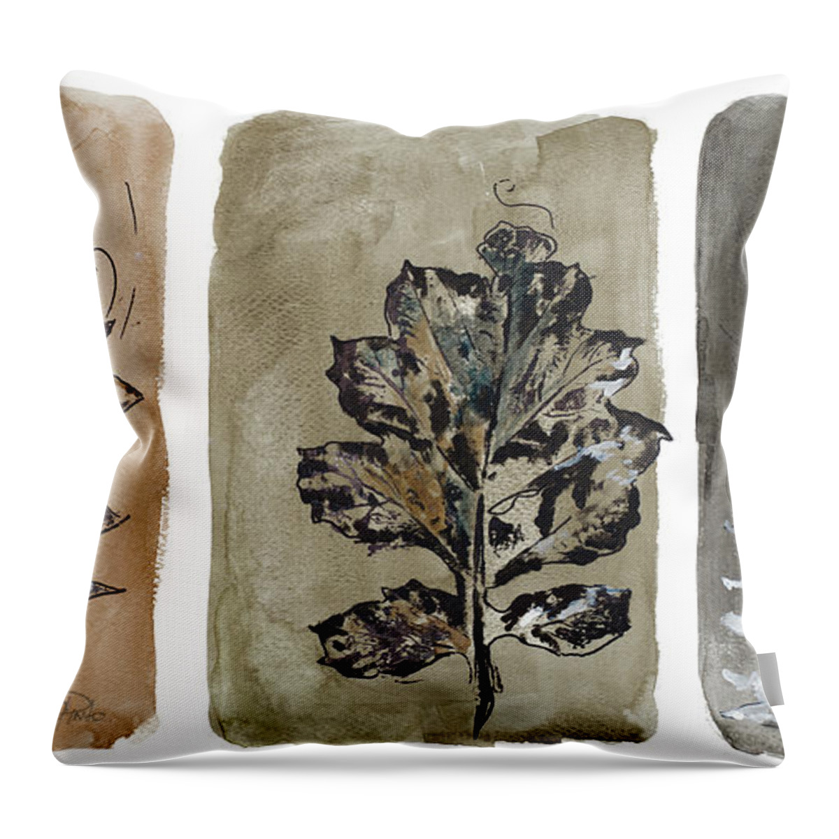 Watercolor Throw Pillow featuring the digital art Watercolor Sepia Leaves II by Patricia Pinto