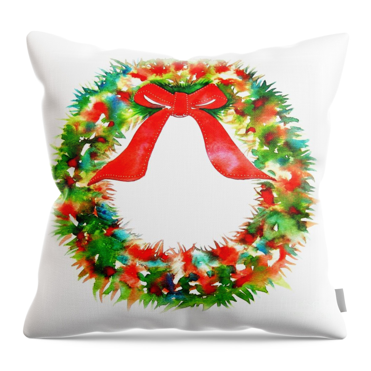 Beautiful Throw Pillow featuring the painting Watercolor Wreath by Frances Ku