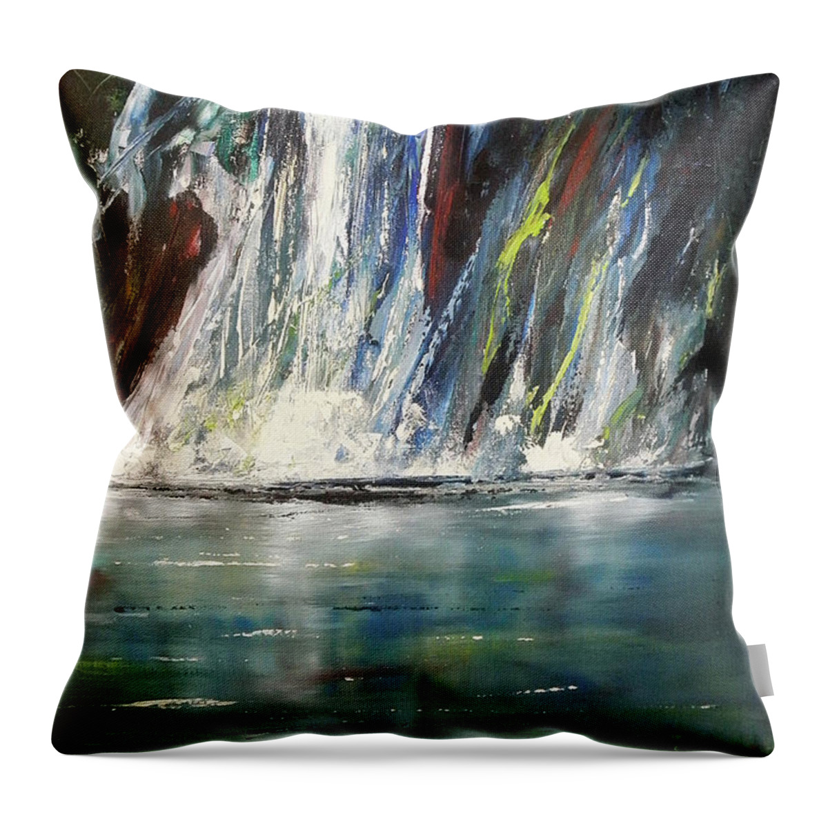 Waterfall Throw Pillow featuring the painting Waterfall 3 by Gina De Gorna