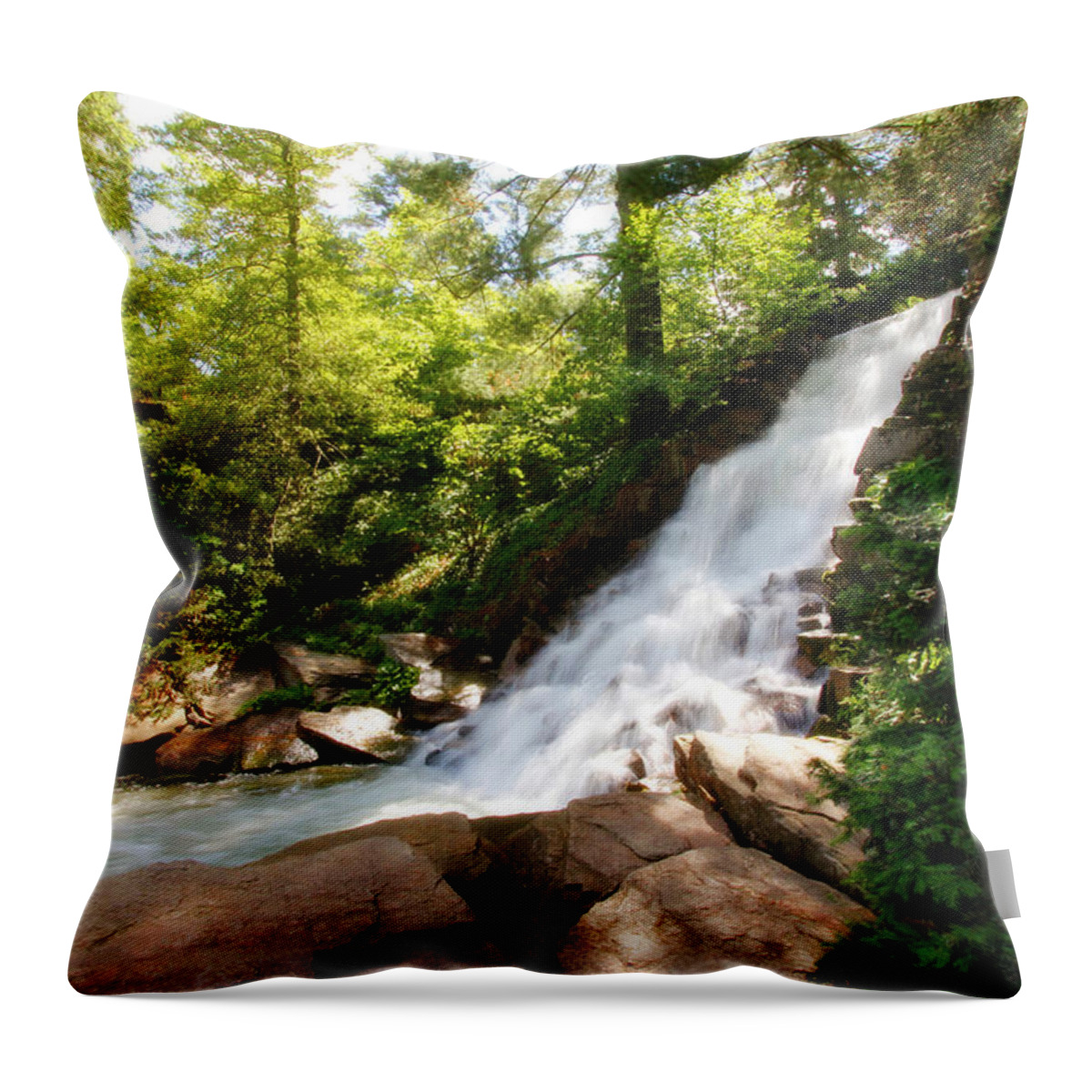 Waterfalls Throw Pillow featuring the photograph Waterfall at Longwood Gardens by Trina Ansel