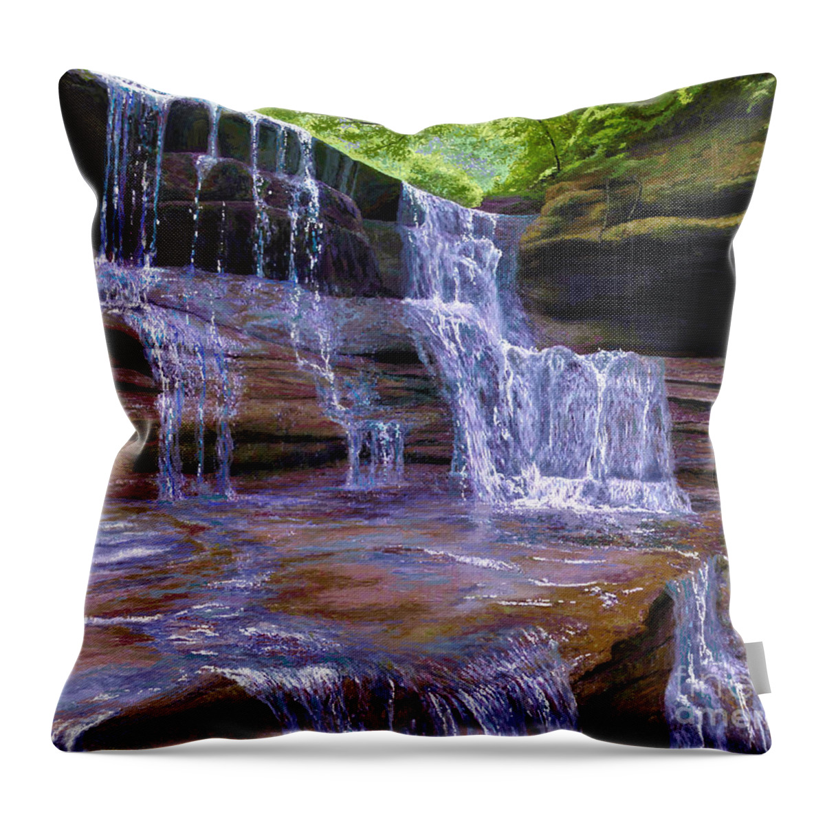 Water Throw Pillow featuring the painting Waterfall at Starved Rock by Jackie Case