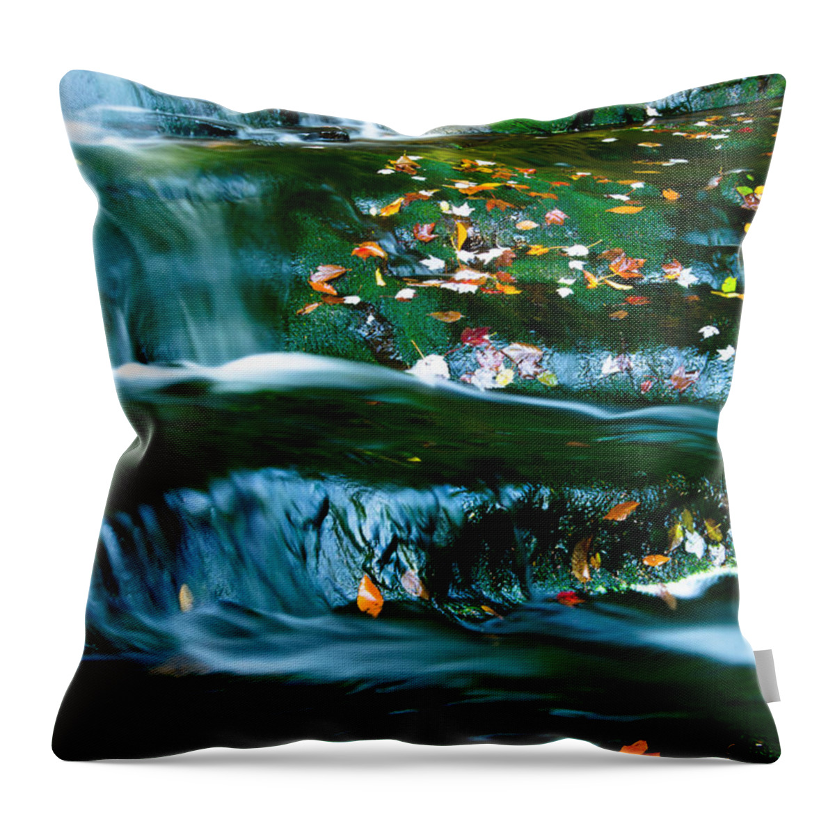 Waterfalls Throw Pillow featuring the photograph Waterfall on Moss by Crystal Wightman