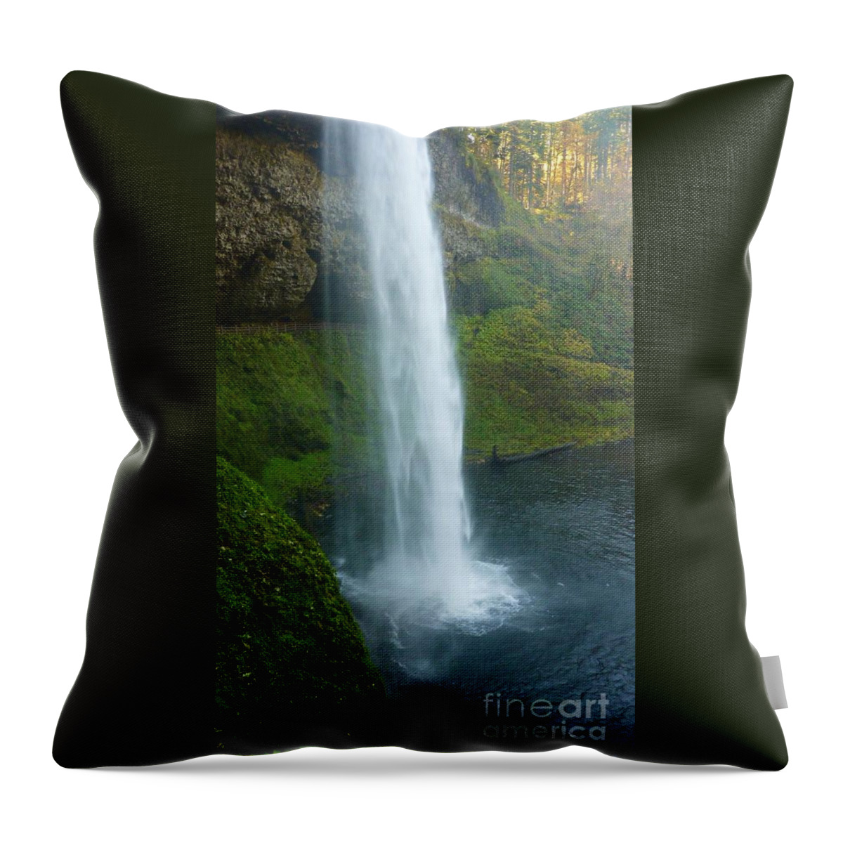 Fall In The Forest Throw Pillow featuring the photograph Waterfall View by Susan Garren