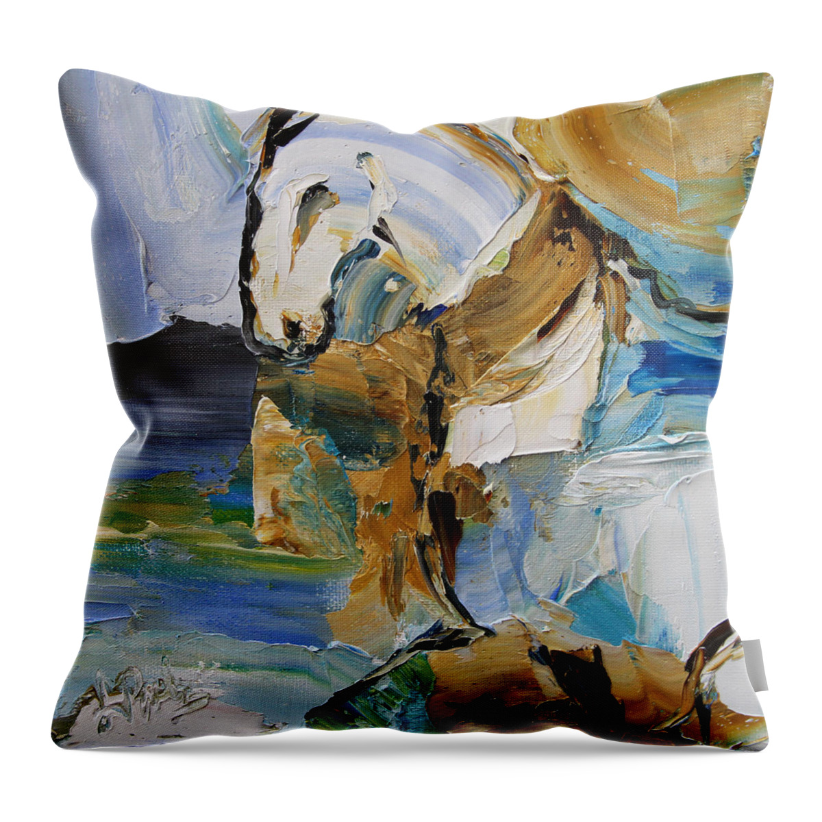 Horse Paintings Throw Pillow featuring the painting Waterplay Horse 9 2014 by Laurie Pace