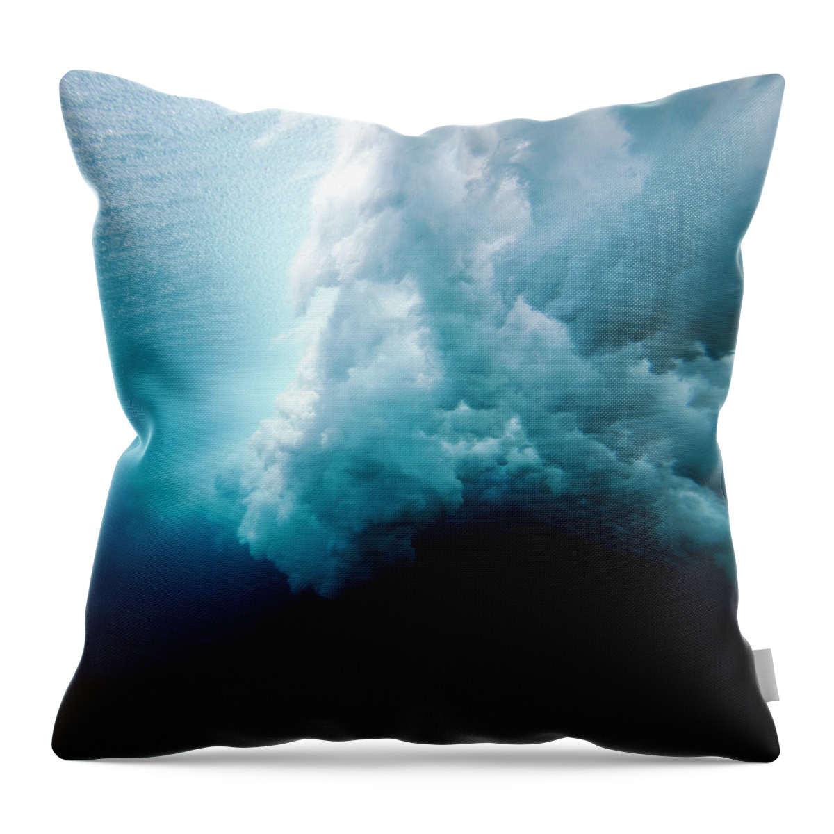 Underwater Throw Pillow featuring the photograph Wave Crashing Underwater by Subman