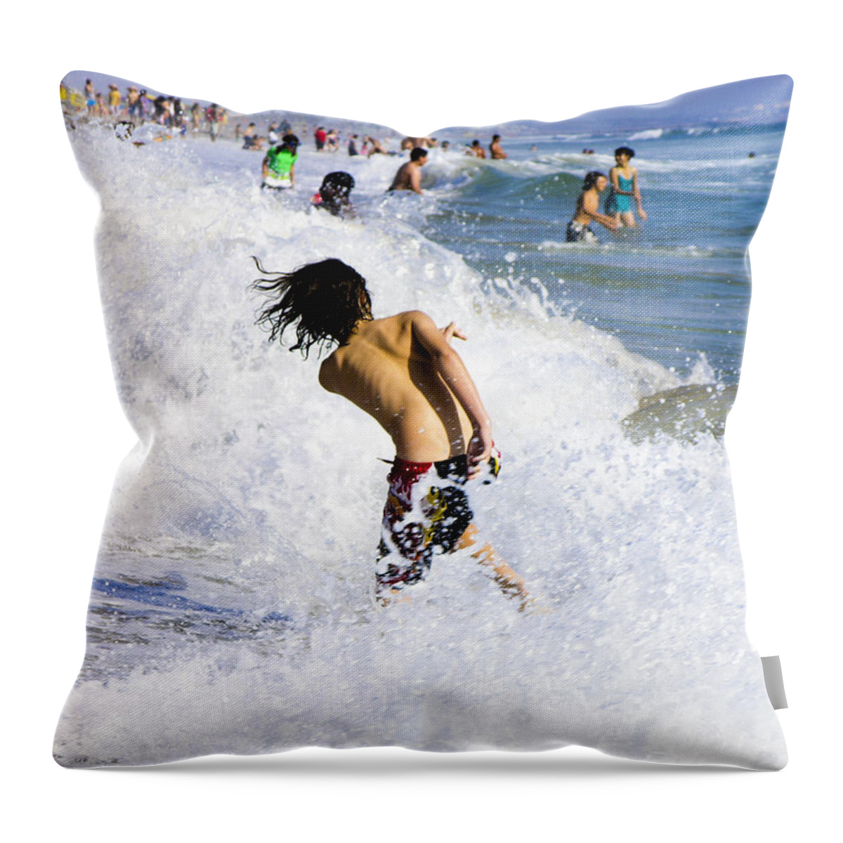 Rebecca Dru Photography Throw Pillow featuring the photograph Wave Jumper by Rebecca Dru