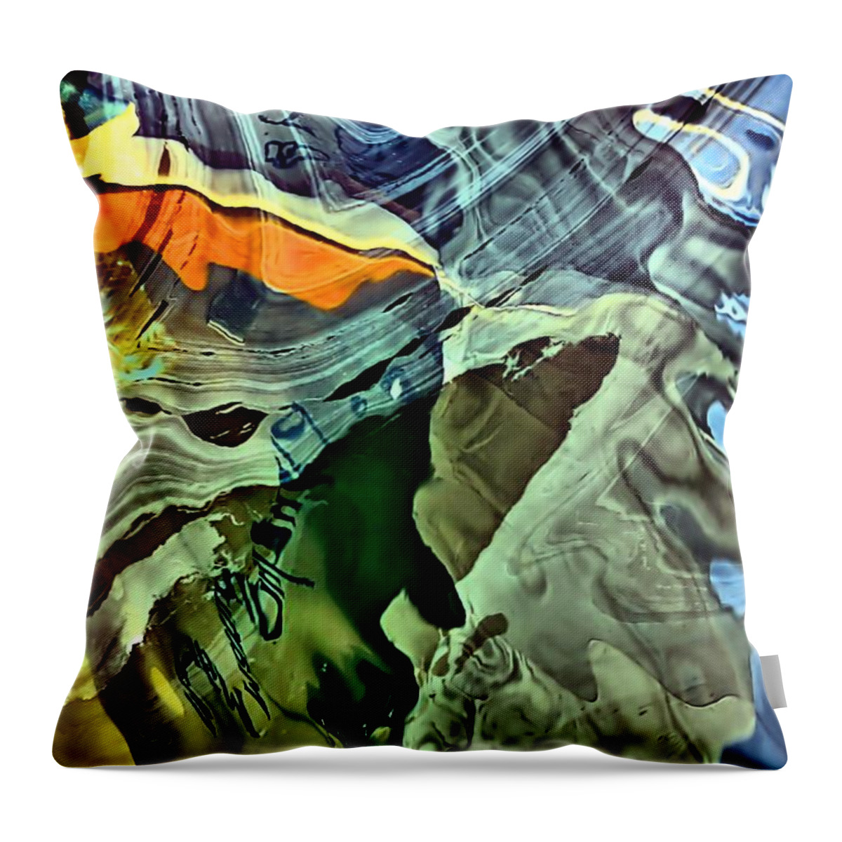 Abstract Throw Pillow featuring the photograph Wave Writer - Limited Edition by Lauren Leigh Hunter Fine Art Photography