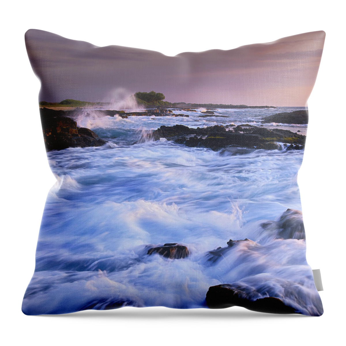 Feb0514 Throw Pillow featuring the photograph Waves And Surf At Wawaloli Beach Hawaii by Tim Fitzharris